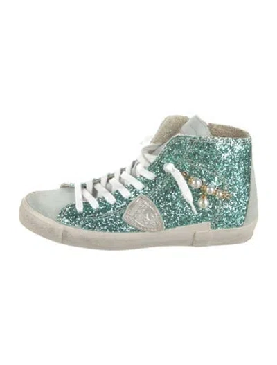Pre-owned Philippe Model Glitter Printed Sneakers In Multi