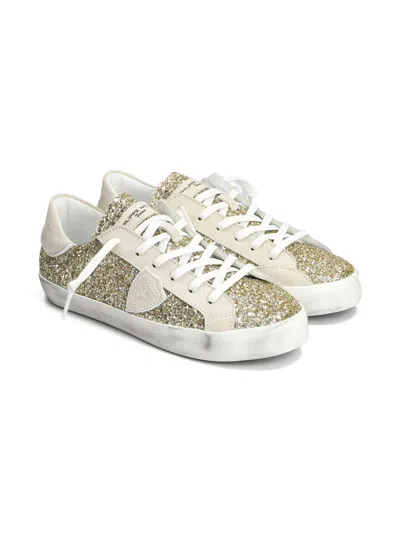 Philippe Model Kids' Glitter Sneakers In Gold