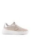 Philippe Model Tres Temple Sneakers In Beige Nubuck In Grey
