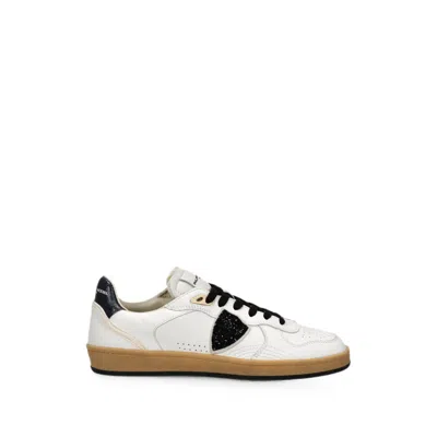 Philippe Model Glitter-patchwork Leather Sneakers In White