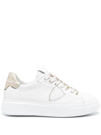 Philippe Model Golden Leather Sneakers In Multi