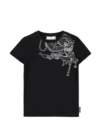Philippe Model Kids' Gothic Plein Graphic-print T-shirt In Black