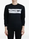 Philippe Model Black Printed Long Sleeves Pullover Sweater In Blue
