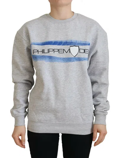 PHILIPPE MODEL PHILIPPE MODEL GRAY PRINTED LONG SLEEVES PULLOVER WOMEN'S SWEATER