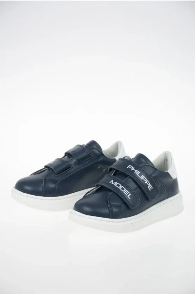 Philippe Model Junior Leather Granville Sneakers In Blue