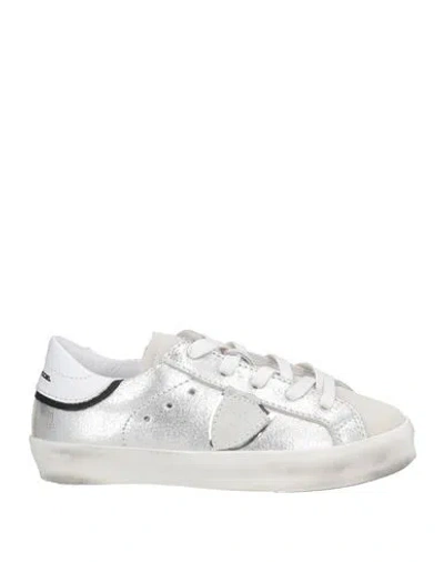 Philippe Model Babies'  Junior Toddler Sneakers Silver Size 9.5c Leather
