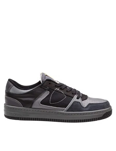Philippe Model La Grande Leather And Suede Sneakers, Black In Multi