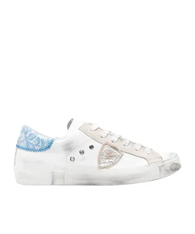 Philippe Model Laced Sneakers In Bianco / Argento