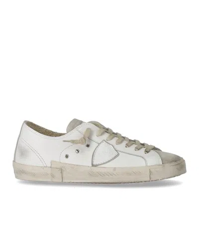 Philippe Model Leather And Suede Sneakers In White/grey