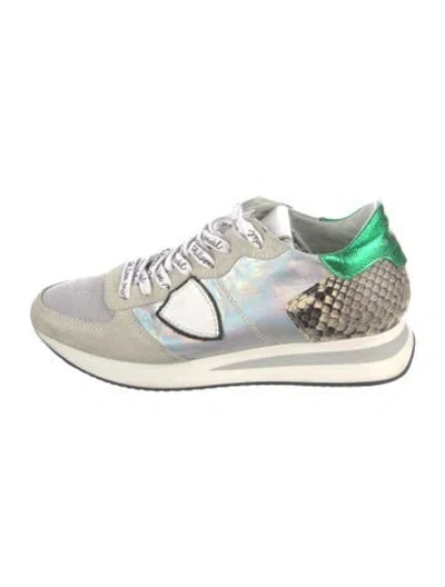 Pre-owned Philippe Model Leather Animal Print Athletic Sneakers In Grey