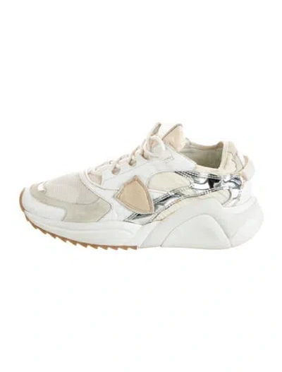 Pre-owned Philippe Model Leather Colorblock Pattern Sneakers In White