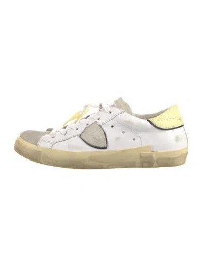 Pre-owned Philippe Model Leather Distressed Accents Sneakers In White