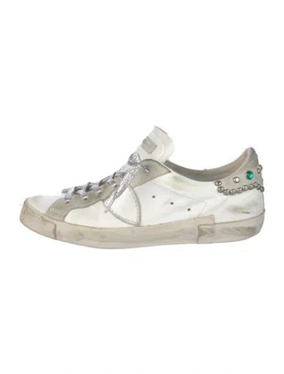 Pre-owned Philippe Model Leather Distressed Accents Sneakers In White