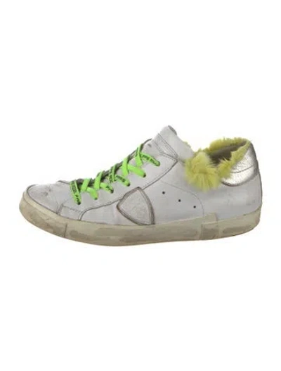 Pre-owned Philippe Model Leather Distressed Accents Sneakers In White