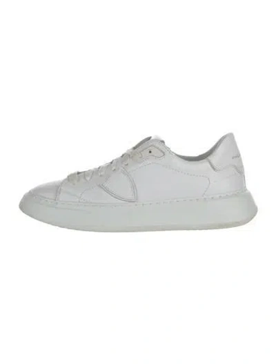 Pre-owned Philippe Model Leather Glitter Accents Sneakers In White