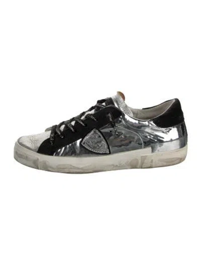 Pre-owned Philippe Model Leather Graphic Print Sneakers In Black