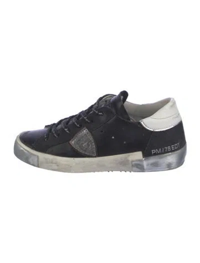 Pre-owned Philippe Model Leather Graphic Print Sneakers In Blue