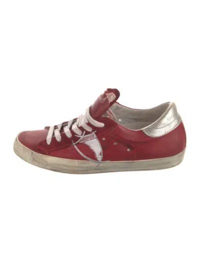 Pre-owned Philippe Model Leather Graphic Print Sneakers In Red