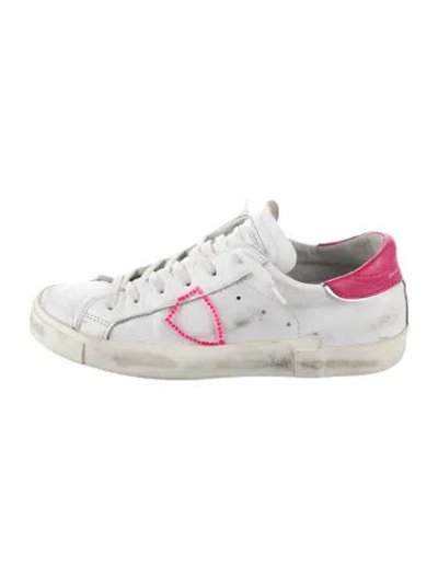 Pre-owned Philippe Model Leather Graphic Print Sneakers In White