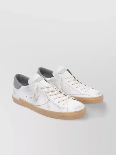 Philippe Model Leather Low Top Sneakers With Perforated Accents