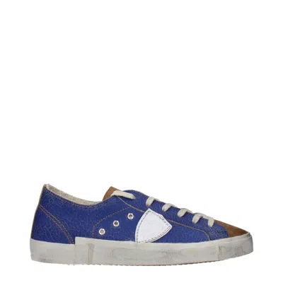 Philippe Model Leather Men's Sneakers In Blue
