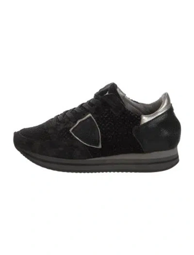 Pre-owned Philippe Model Leather Mesh Accents Sneakers In Black