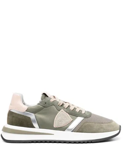 Philippe Model Leather-panelled Low-top Sneakers In Green