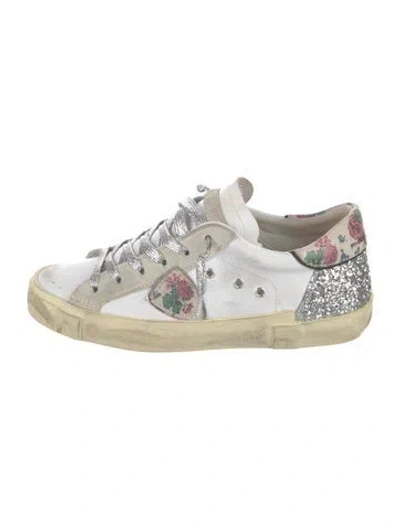 Pre-owned Philippe Model Leather Patterned Sneakers In White