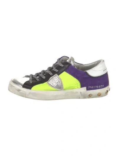 Pre-owned Philippe Model Leather Printed Sneakers In Multi