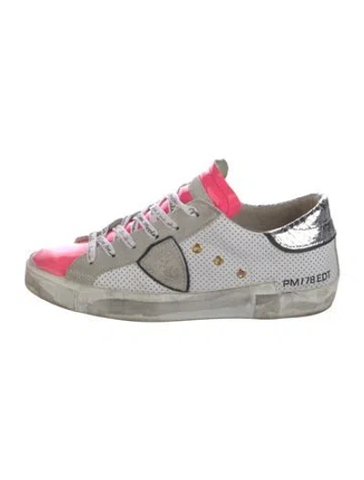 Pre-owned Philippe Model Leather Printed Sneakers In Neutral