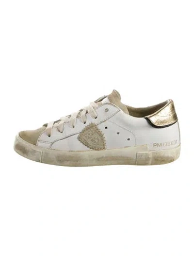 Pre-owned Philippe Model Leather Printed Sneakers In Neutral
