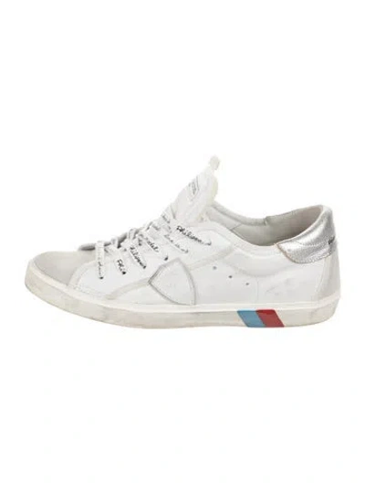 Pre-owned Philippe Model Leather Printed Sneakers In White