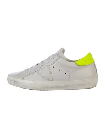Pre-owned Philippe Model Leather Printed Sneakers In White