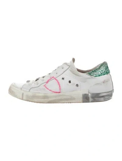 Pre-owned Philippe Model Leather Printed Sneakers In White