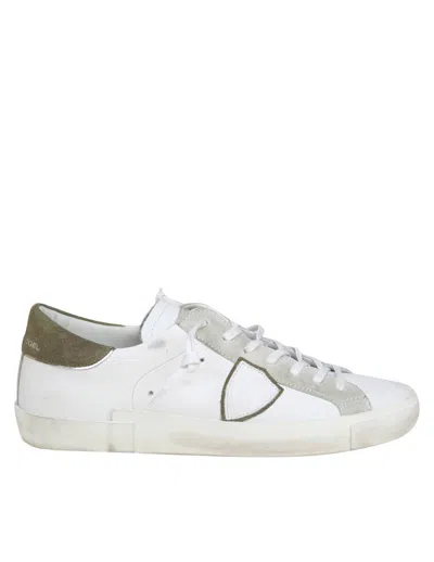 Philippe Model Leather Trainers In White Green