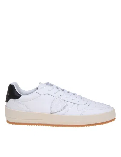 Philippe Model Leather Sneakers In White/black