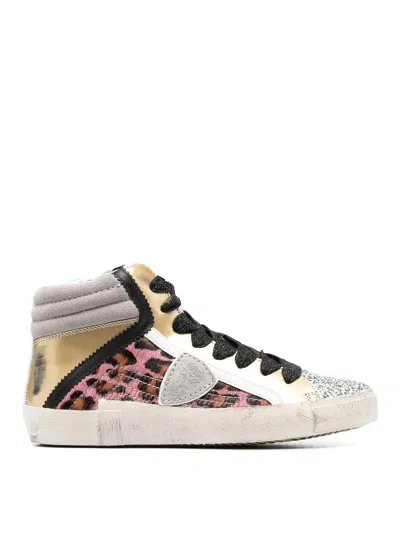 PHILIPPE MODEL LEOPARD PRINT LEATHER SNEAKERS