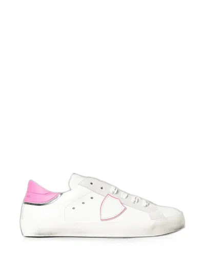 Philippe Model Logo-patch Leather Sneakers In White