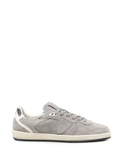 Philippe Model Logo-patch Panelled Sneakers In Gray
