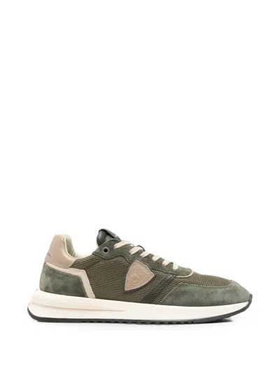 Philippe Model Logo-patch Panelled Sneakers In Green
