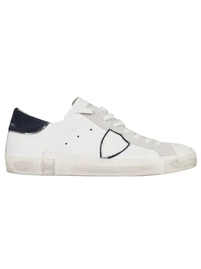 Philippe Model Low-top Calf Leather Sneakers With Suede Accents In White