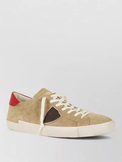 Philippe Model Low Top Lace Up Suede Man Sneakers In Brown