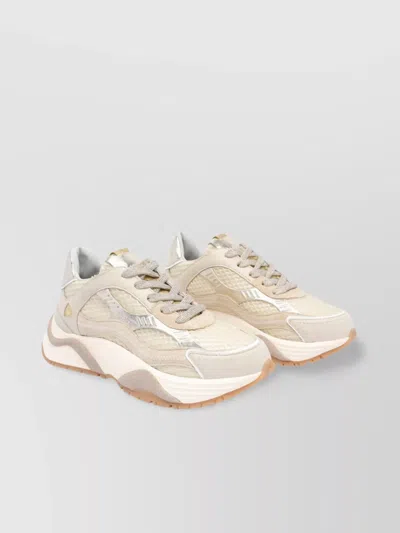 Philippe Model Low Top Leather And Suede Sneakers In Beige