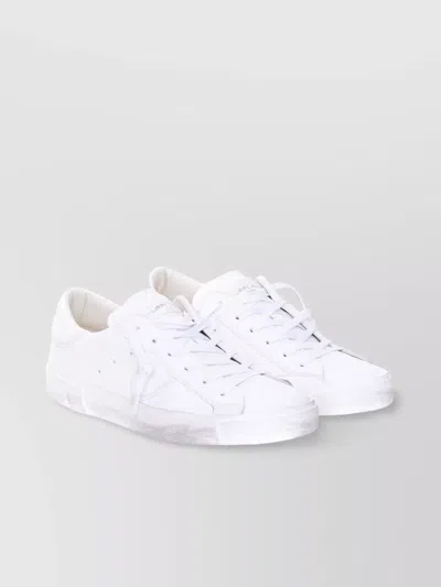 Philippe Model Low Top Leather Sneakers In White