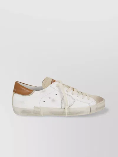 Philippe Model Low Top Leather Sneakers In White