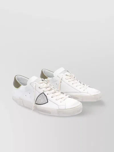 Philippe Model Low Top Leather Sneakers With Contrast Heel Tab