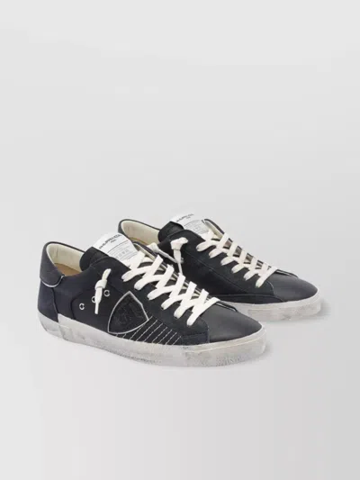 Philippe Model Low Top Leather Sneakers With Contrast Stitching