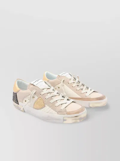 Philippe Model Low Top Leather Sneakers With Metallic Accents