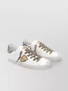 Philippe Model Low Top Leather Sneakers With Metallic Heel In White