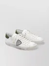 Philippe Model Low Top Leather Sneakers With Suede Heel In White